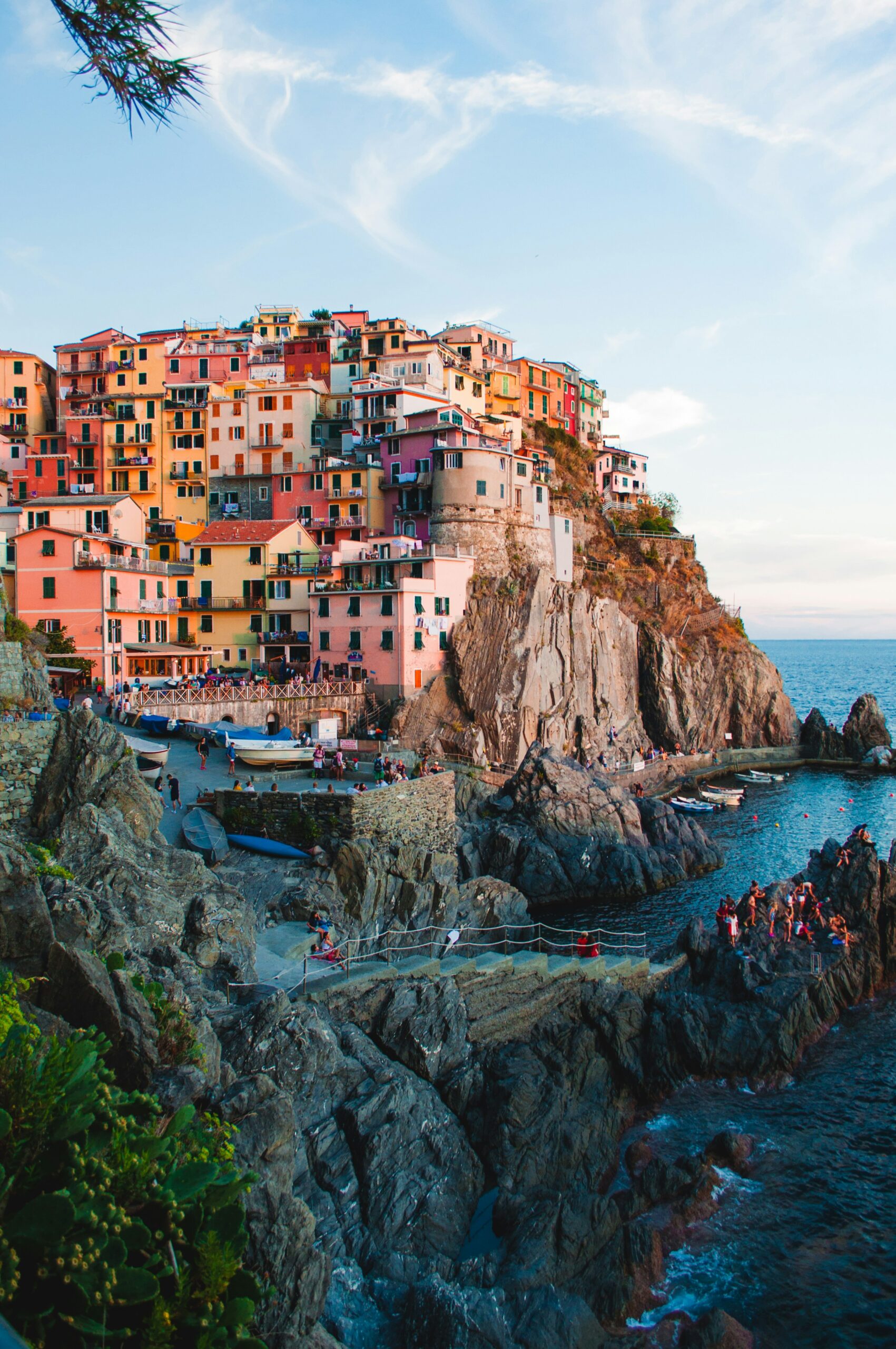 The view of Manarola town on rocks during the day