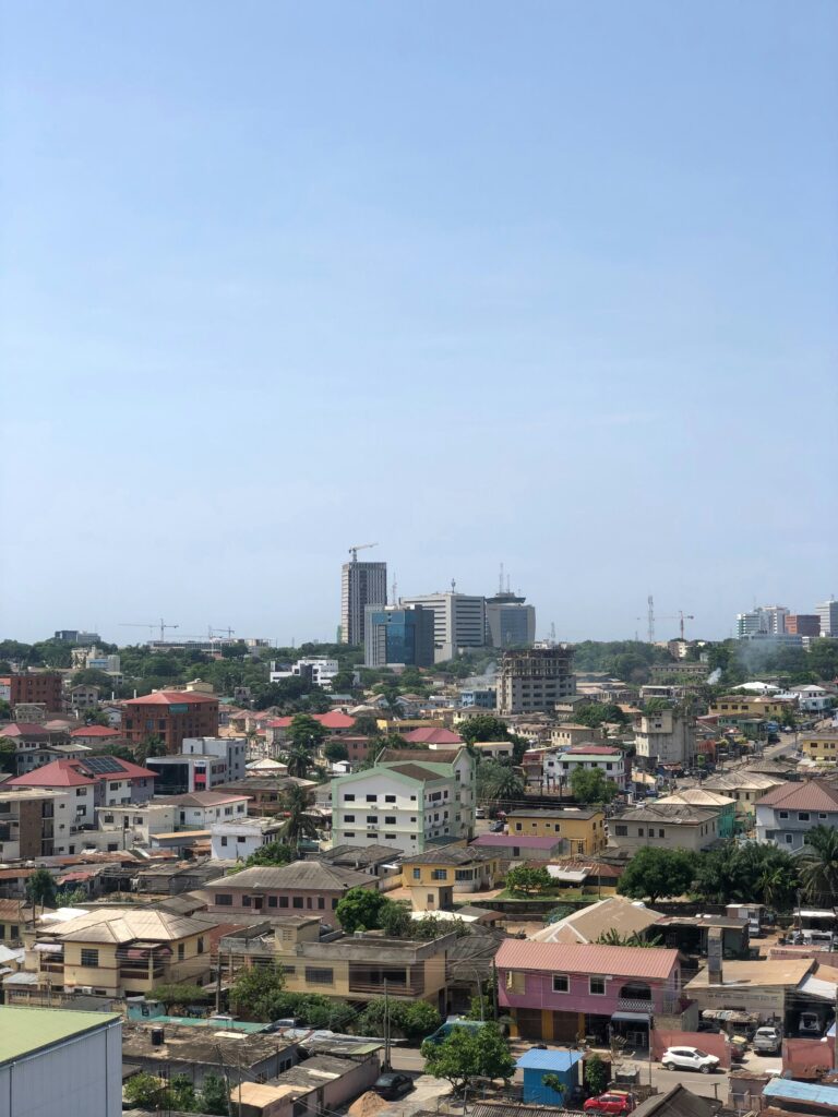 Rooftop view on Accra by sunny day