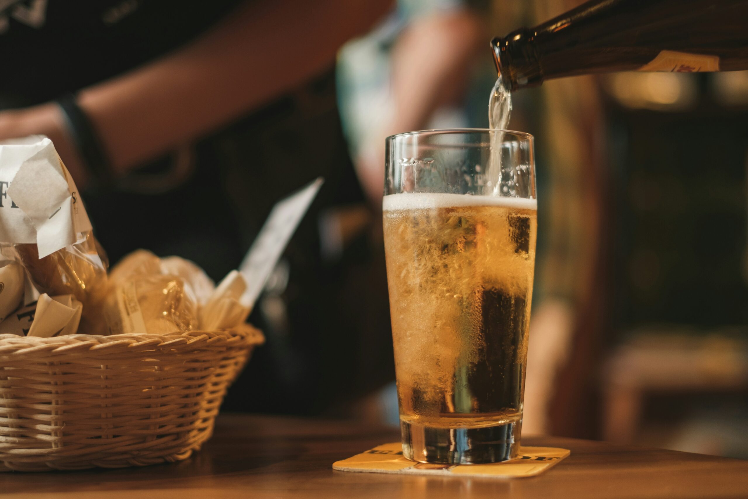 Close-up of beer on a table