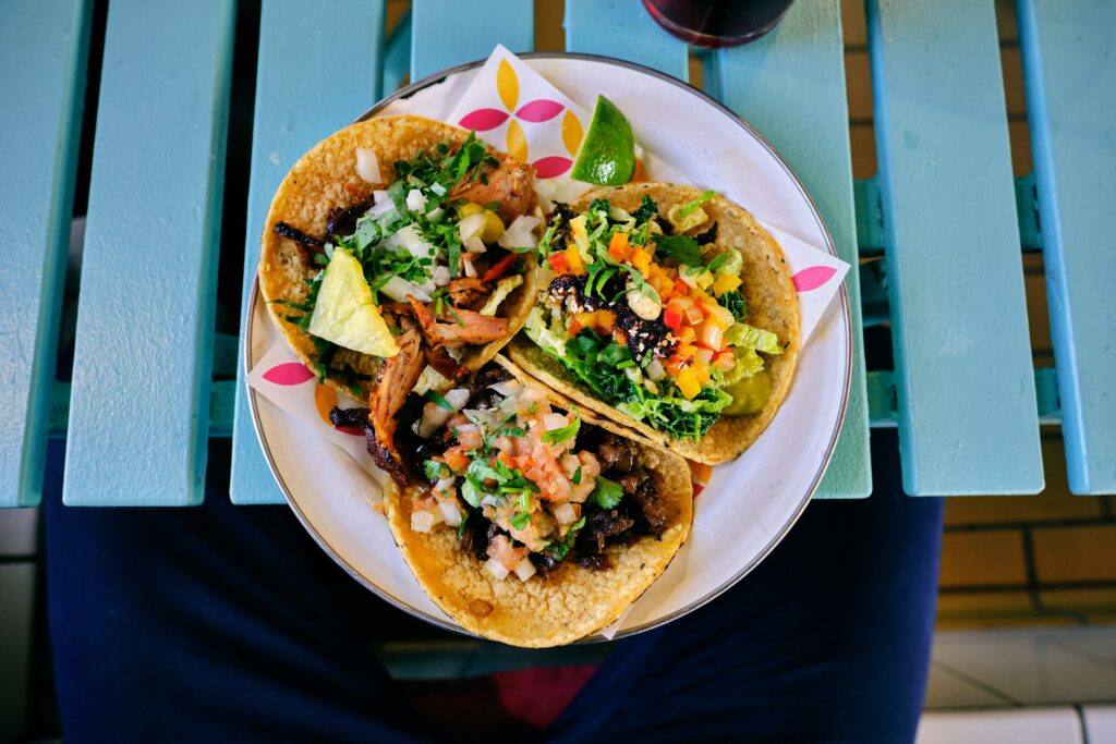 Tacos with fish on a plate
