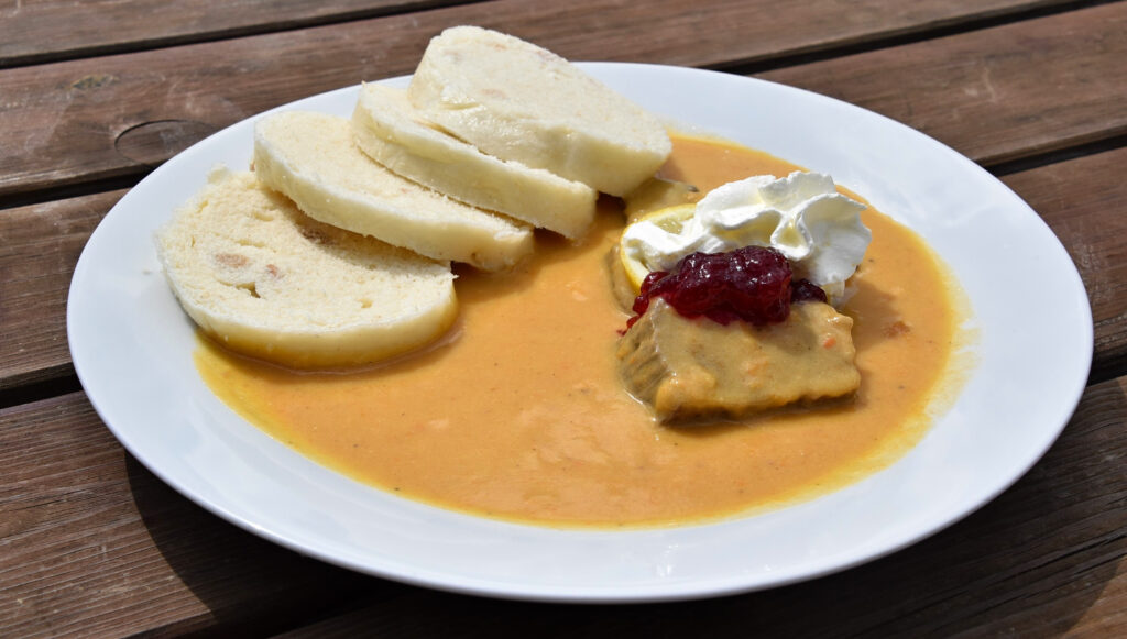 Czech national dish Svíčková on a plate